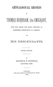 Cover of: Genealogical records of Thomas Burnham by Roderick H. Burnham, Roderick H. Burnham