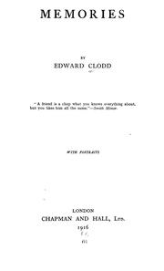 Cover of: Memories by Edward Clodd