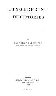 Cover of: Fingerprint directories by Sir Francis Galton