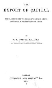 Cover of: The export of capital