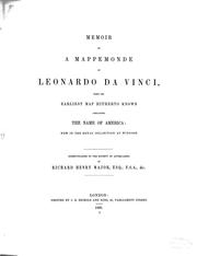 Cover of: Memoir on a mappemonde by Leonardo da Vinci, being the earliest map hitherto known containing the name of America: now in the royal collection at Windsor