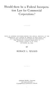 Cover of: Should there be a federal incorporation law for commercial corporations?