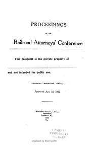 Cover of: Proceedings of the Railroad Attorney