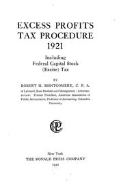 Cover of: Excess profits tax procedure 1921: including federal capital stock (excise) tax
