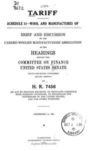 Cover of: Tariff by United States. Congress. Senate. Committee on Finance