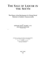 Cover of: The sale of liquor in the South by Leonard Stott Blakey