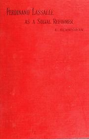 Cover of: Ferdinand Lassalle as a social reformer by Eduard Bernstein