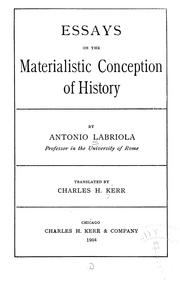 Cover of: Essays on the materialistic conception of history by Antonio Labriola
