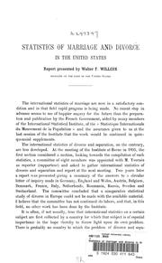 Cover of: Statistics of marriage and divorce in the United States: [Communication to the twelfth session of the International Statistical Institute held at Paris, July 4-10, 1909]