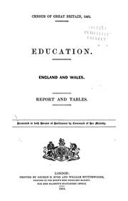Cover of: Census of Great Britain, 1851: Education. England and Wales. Report and tables