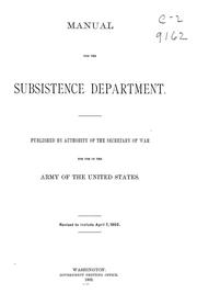 Manual for the Subsistence Department