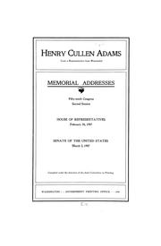 Cover of: Henry Cullen Adams (late a representative from Wisconsin) by United States. Cong.