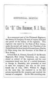 Historical sketch of Co. "D," 13th Regiment, N.J. Vols