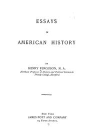 Cover of: Essays in American history