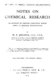 Cover of: Notes on chemical research | W. P. Dreaper