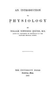 Cover of: An introduction to physiology