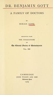 Cover of: Dr. Benjamin Gott by Horace Davis