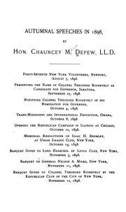 Cover of: Autumnal speeches in 1898