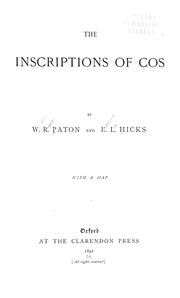 Cover of: The inscriptions of Cos by Paton, W. R.