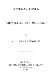 Cover of: Metrical pieces: translated and original