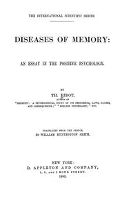 Cover of: Diseases of memory: an essay in the positive psychology