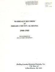 Cover of: Marriage records of Shelby county, Alabama by Thompson, Don.