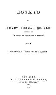 Cover of: Essays by Henry Thomas Buckle