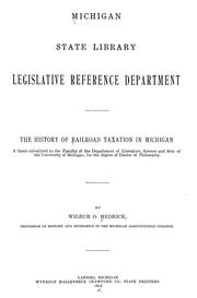 Cover of: The history of railroad taxation in Michigan ...