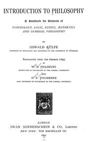 Cover of: Introduction to philosophy by Oswald Külpe