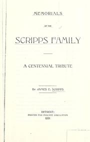 Cover of: Memorials of the Scripps family | James E. Scripps