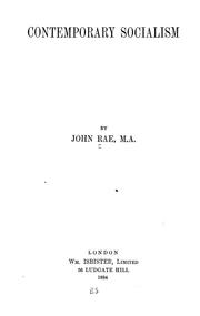 Cover of: Contemporary socialism by Rae, John