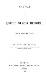 Cover of: Manual of United States history, from 1492 to 1850