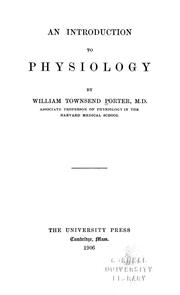 Cover of: An introduction to physiology