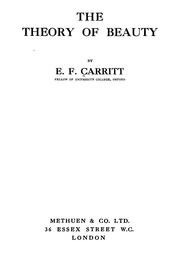 Cover of: The theory of beauty | E. F. Carritt