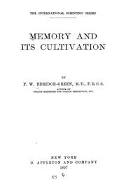 Cover of: Memory and its cultivation