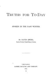 Cover of: Truths for to-day: spoken in the past winter
