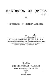 Cover of: Handbook of optics for students of ophthalmology