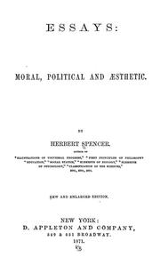 Cover of: Essays: moral, political and aesthetic