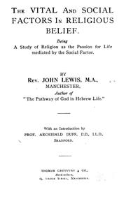 Cover of: The vital and social factors in religious belief by Lewis, John
