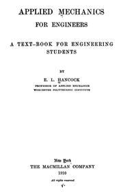 Cover of: Applied mechanics for engineers by Edward Lee Hancock