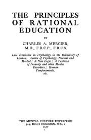 Cover of: The principles of rational education
