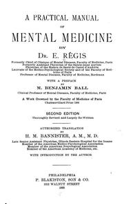 Cover of: A practical manual of mental medicine