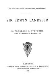 Cover of: Sir Edwin Landseer