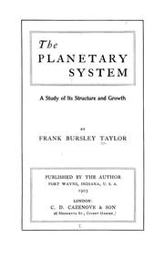 Cover of: The planetary system: a study of its structure and growth