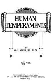 Cover of: Human temperaments: studies in character