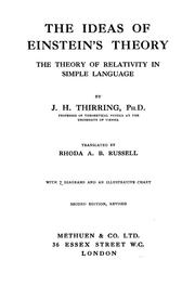 Cover of: The ideas of Einstein's theory by Hans Thirring