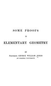 Cover of: Some proofs in elementary geometry
