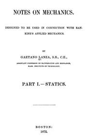 Cover of: Notes on mechanics | Gaetano Lanza