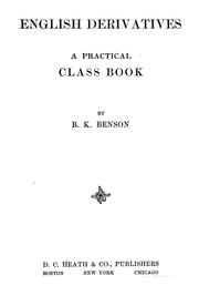 Cover of: English derivatives: a practical class book