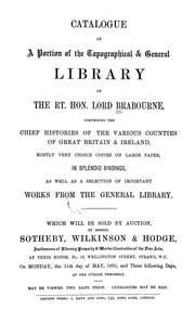 Cover of: Catalogue of a portion of the topographical and general library of Lord Brabourne: comprising the chief histories of the various counties of Great Britain and Ireland ... Sold by auction by Sotheby, Wilkinson & Hodge
